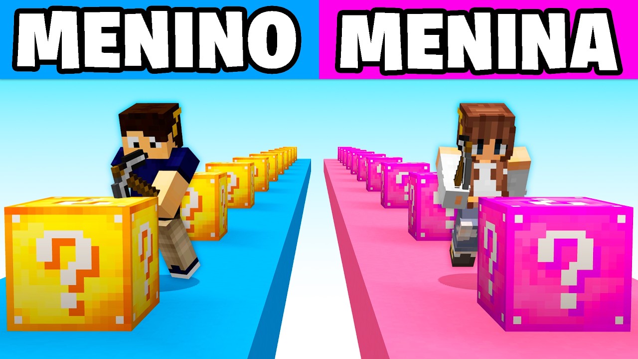 MENINO vs MENINA na CORRIDA DE LUCKY BLOCK!