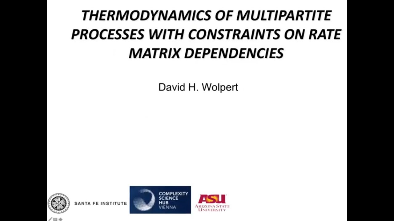 David Wolpert @ CSH Online Workshop Stochastic thermodynamics of complex systems