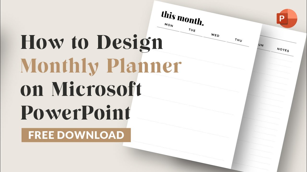 How to design minimalistic monthly planner printable on Microsoft PowerPoint | Free Download