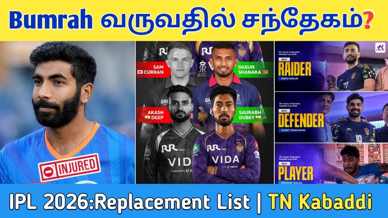 🚨IPL 2026: Where is Bumrah ⁉️Not Joining in Mumbai Indians | IPL Replacements | TN Kabaddi Tamil