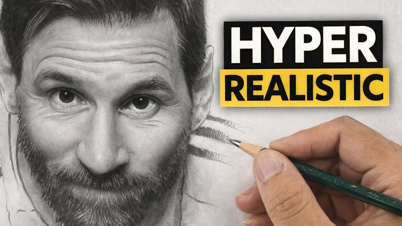 Hyper Realistic Lionel Messi Portrait | Pencil & Graphite Powder Drawing