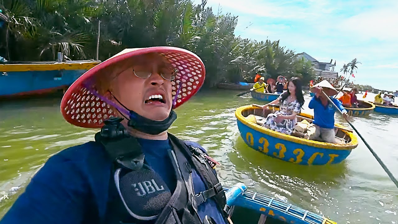 STREAMER ALMOST FALLS OUT OF COCONUT BOATS!