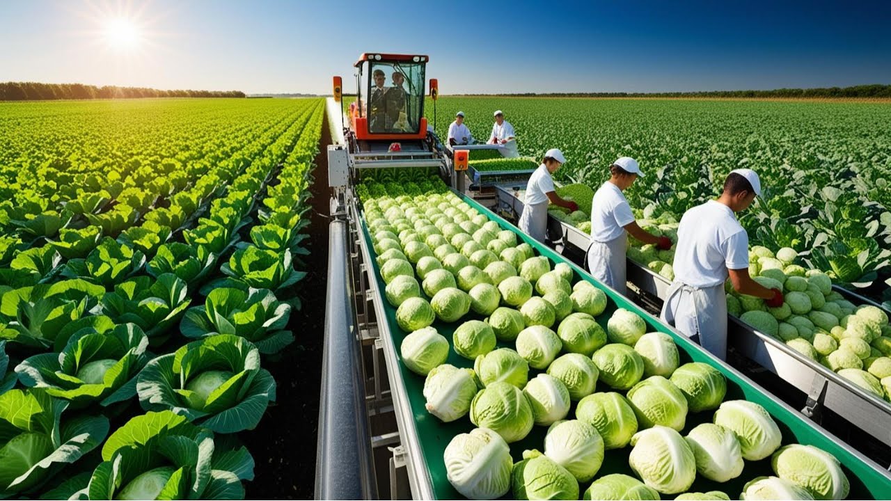 Incredible Harvest of Billions of Pounds of Green Cabbage in the US  Cutting-Edge Farming Technology