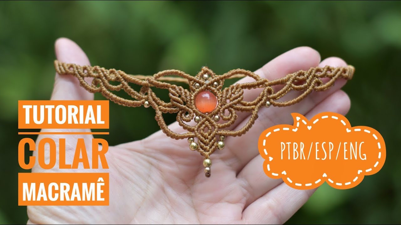 Macramê Tecendo Cor em Nós | TUTORIAL Colar CHOKER borboleta em MACRAMÊ | 25/24