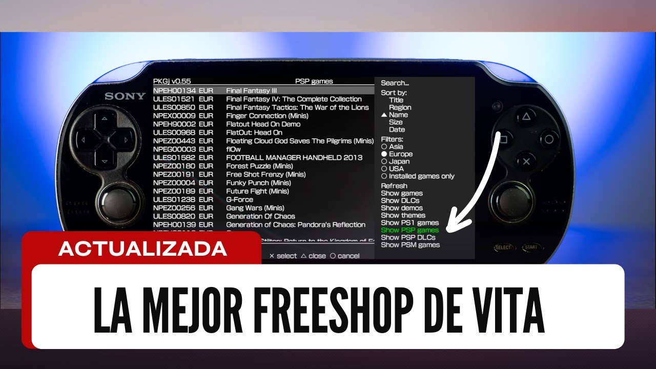 PKGJ de VITA ahora descarga juegos de PSP desde Live Area