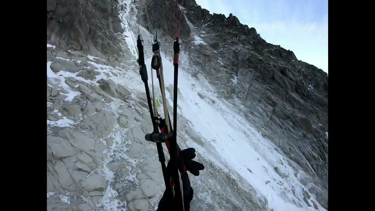 Paragliding Chamonix slow proximity 3 - dramatic flight past rock, ice and trees
