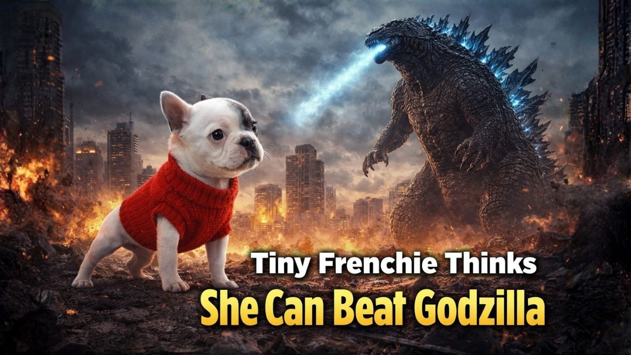 Tiny Frenchie Thinks She Can Beat Godzilla