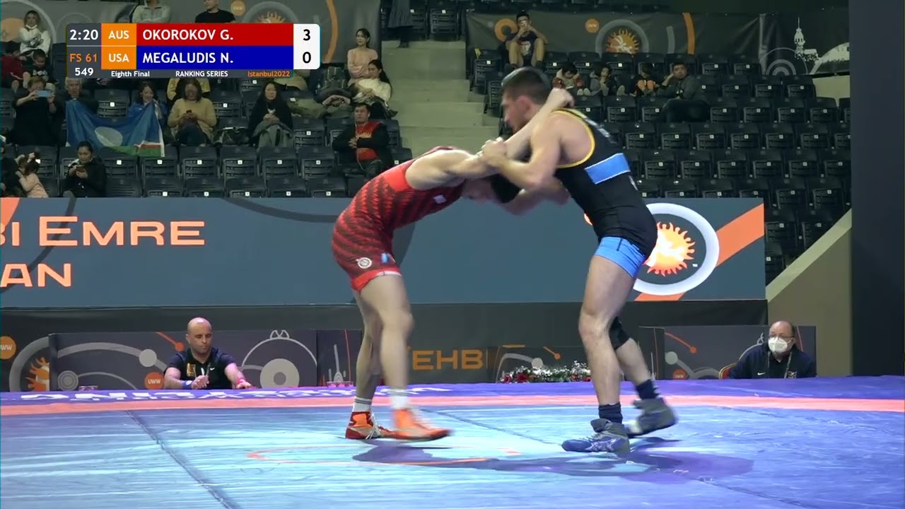 1/8 FS - 61 kg: G. OKOROKOV (AUS) v. N. MEGALUDIS (USA)