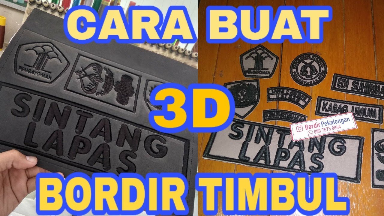 BORDIRNYA TIMBUL! Tutorial membuat badge emblem bordir timbul 3dimensi untuk TNI POLRI atau instansi