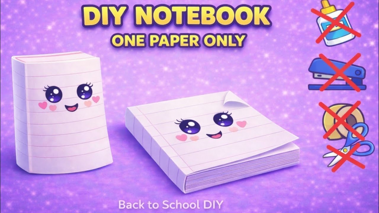 How to make mini notebook/DIY mini notebook without glue/No glue paper craft/School DIY