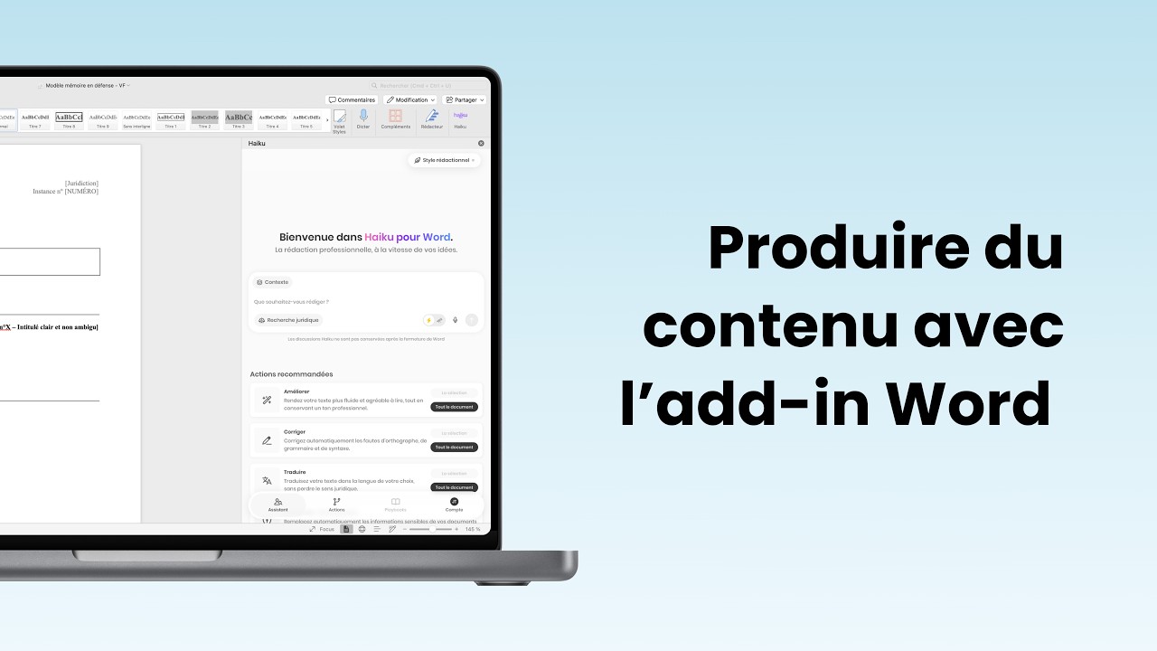 Fonctionnement de l'add-in Haiku pour Word