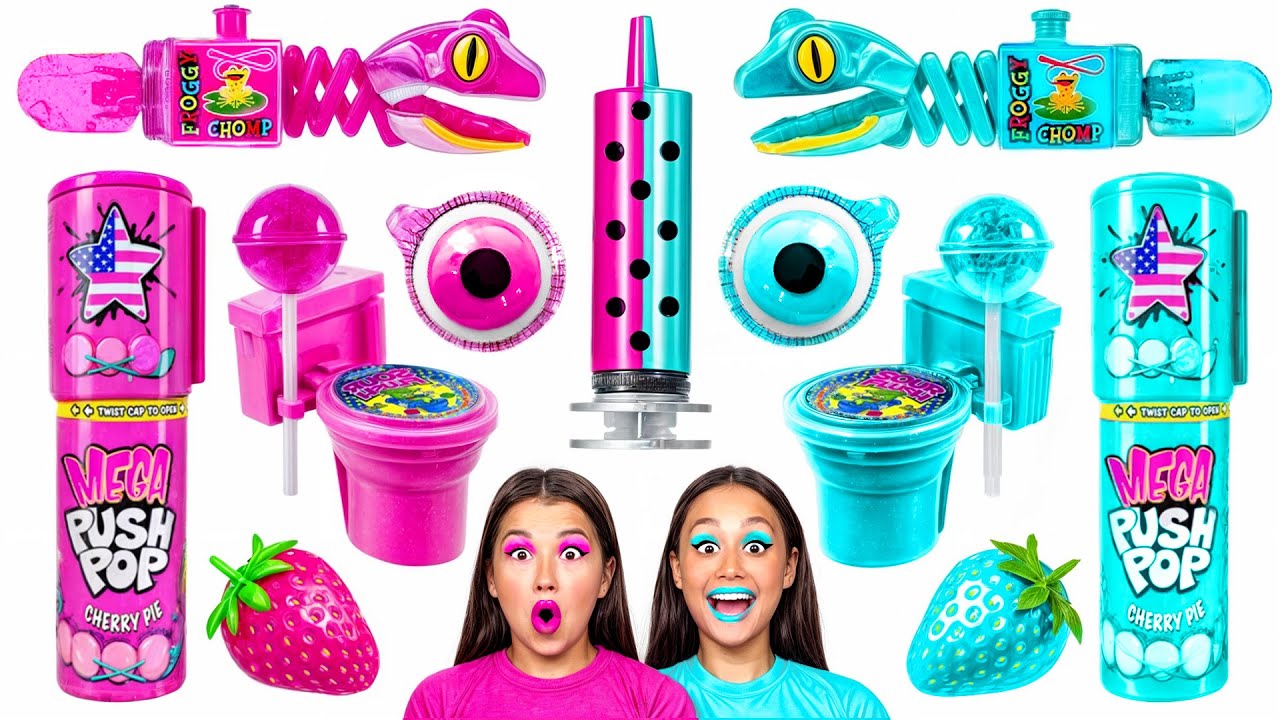 الطعام الوردي مقابل تحدي لون الطعام الأزرق | المأجورون المطبخ رهيبة KaZaZa Challenge