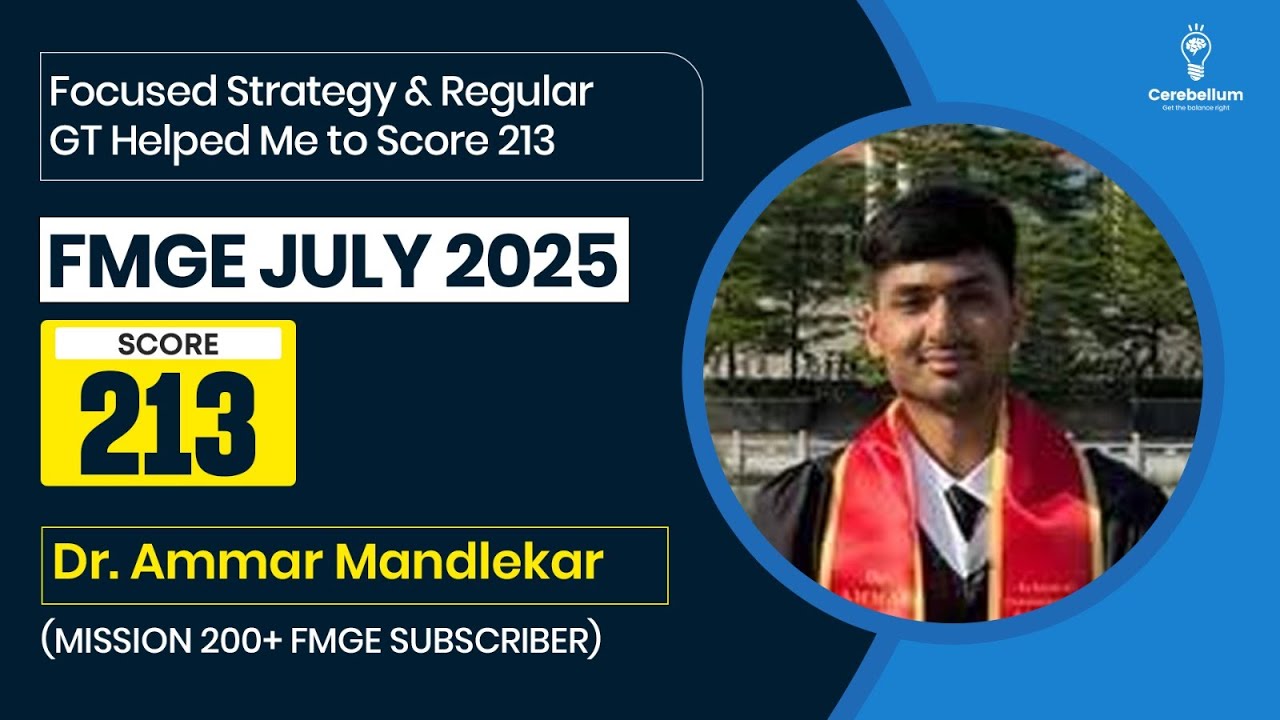 Focused strategy and regular GT helped me to score 213 Dr. Ammar Score #fmge2025