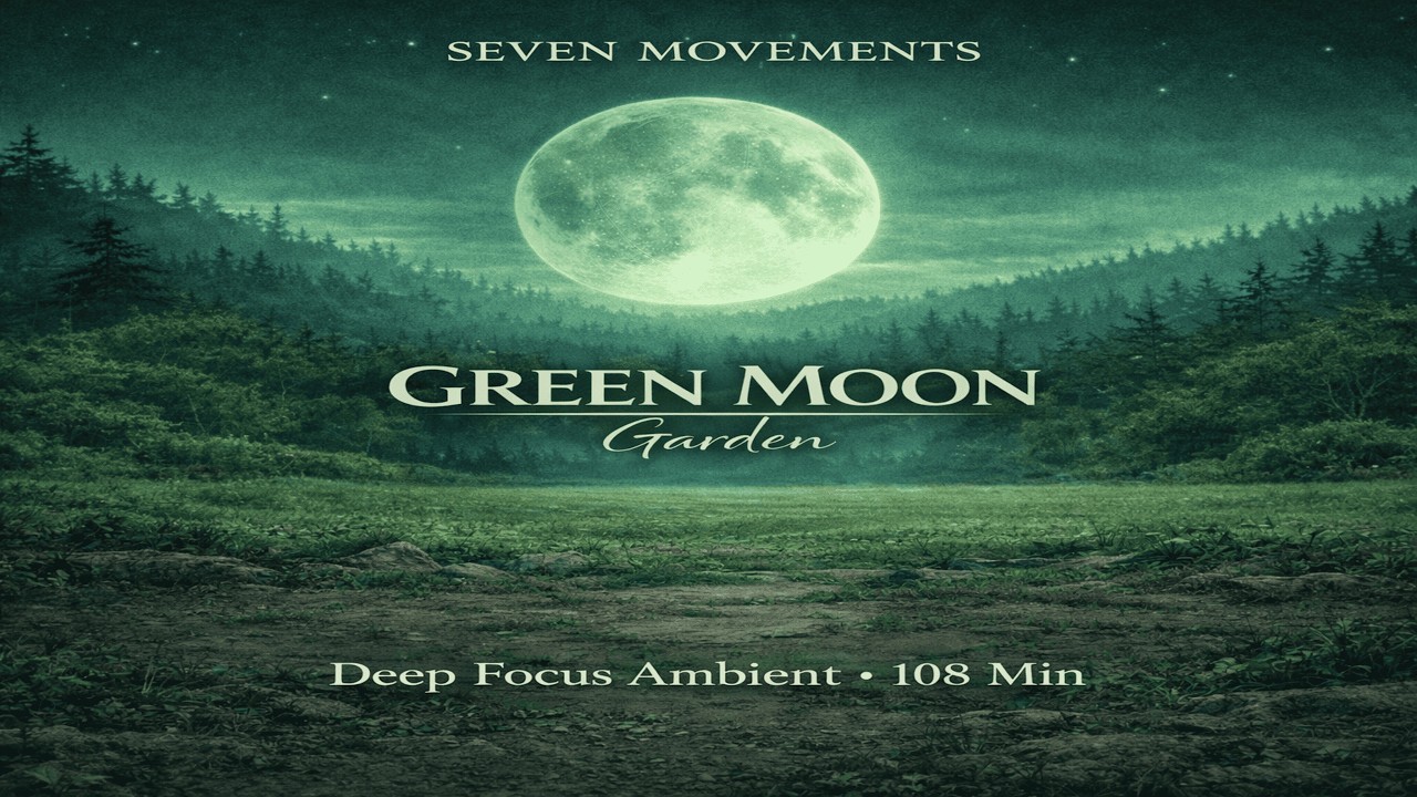 Deep Focus Calm Ambient 🌙 Moon Garden | Saturday Green Moon – Seven Movements (108 Min)