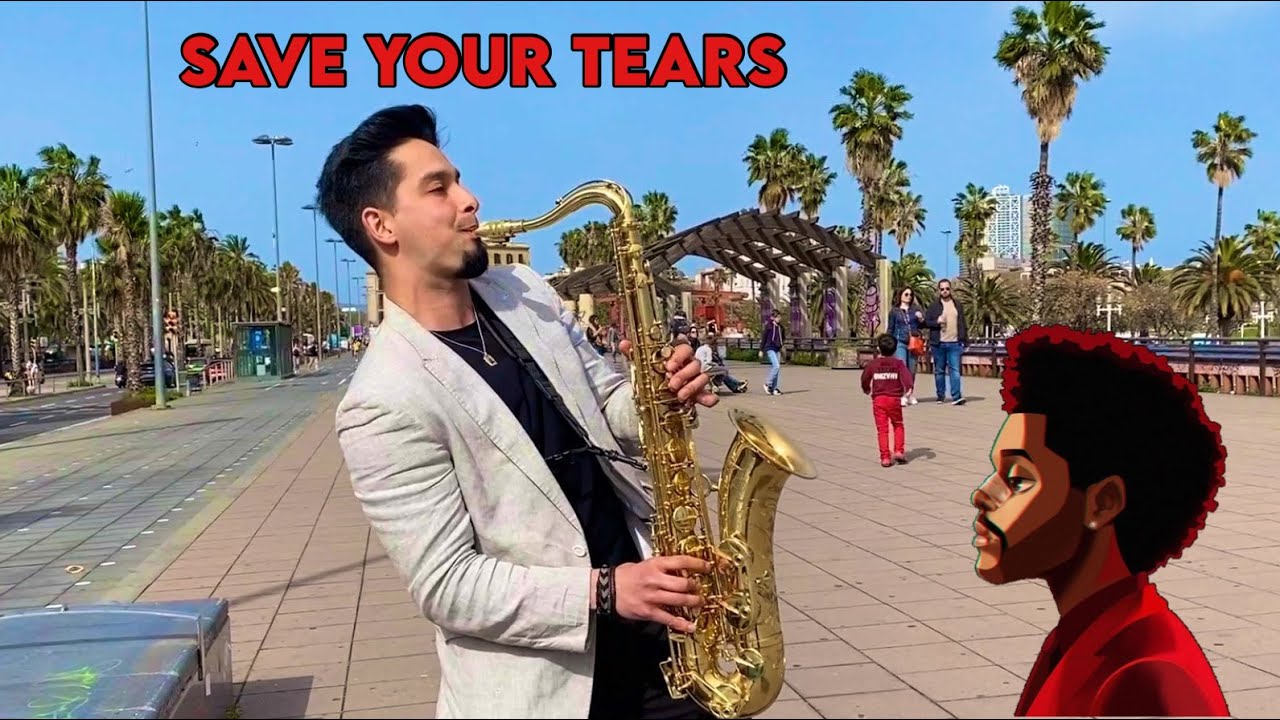 The Weekend - SAVE YOUR TEARS (Matei Sax Cover) | Barcelona, Spain | Street Music