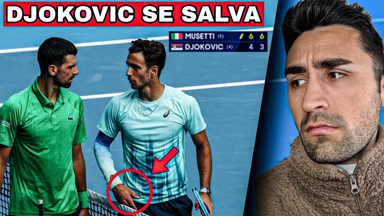 ¡INSÓLITO! Djokovic pasa a Semis perdiendo 2-0 (Musetti se rompe)