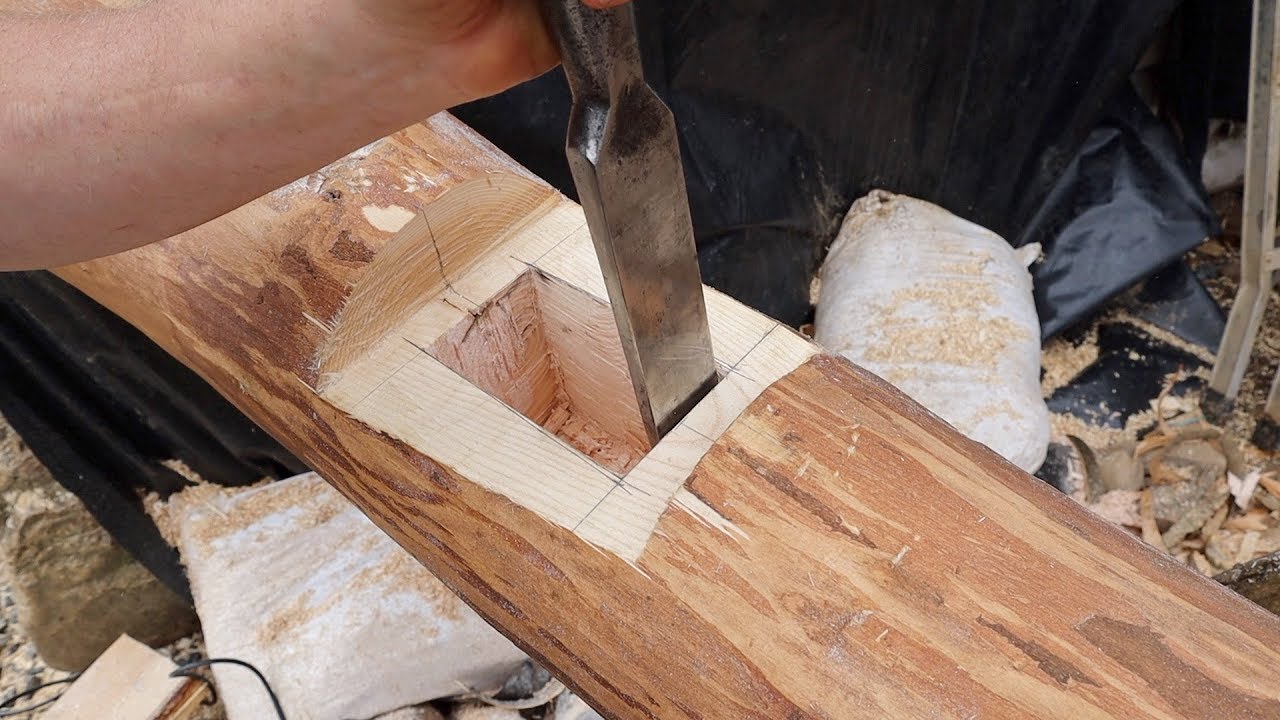 Off Grid Earthbag Workshop Part 23 Roundwood Timber framed Dividing Wall