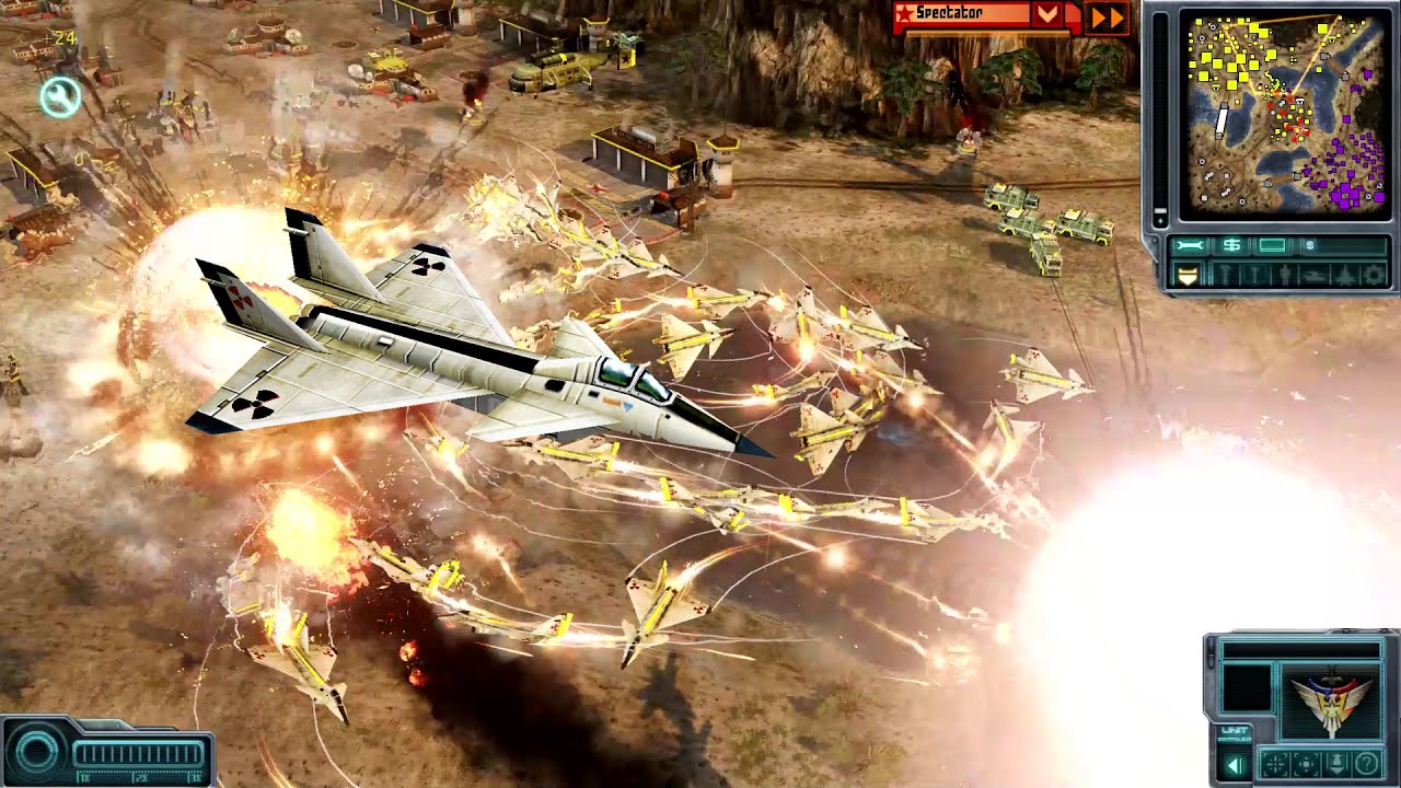 Migs Vs Gatling Tanks - 1v1 Online GeneralEvolution Yellow Vs Shimon Purple - C&C : Red Alert 3 Mod