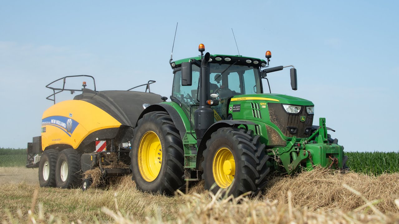 Balen persen + Gras oprapen | John Deere 6215r | Loonbedrijf van Meurs
