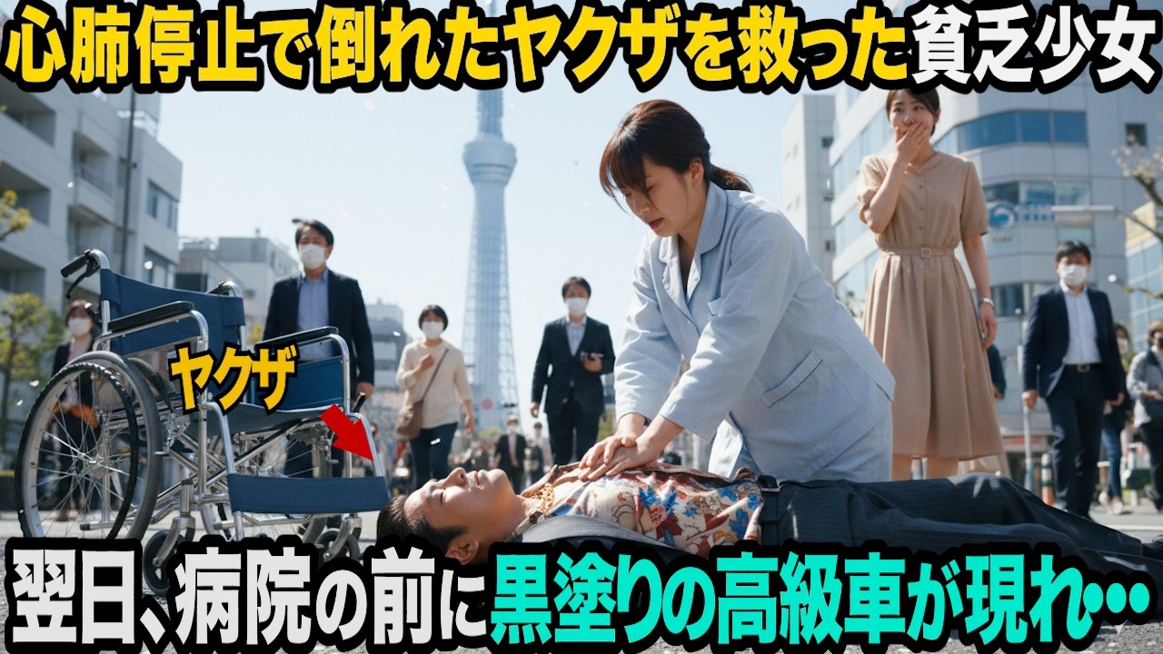 心肺停止で倒れているヤクザを救った貧乏少女。翌日、病院の前に黒塗りの高級車が現れ、人生が大逆転する