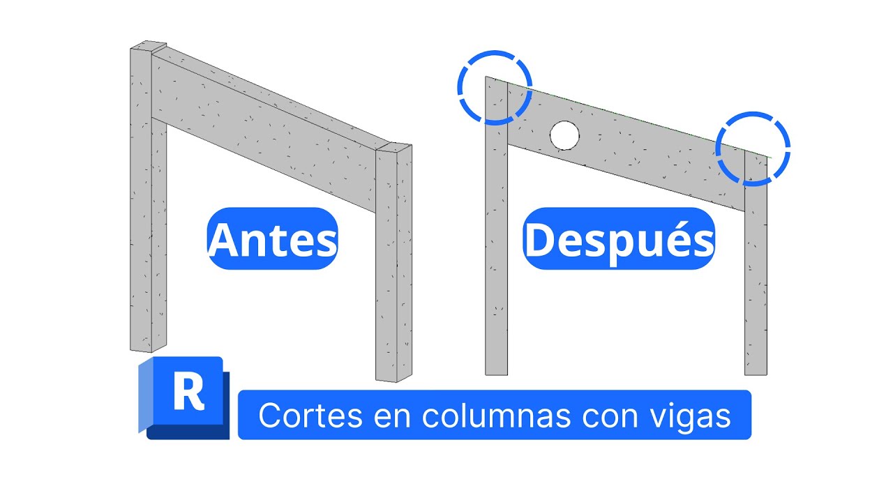 Cortes en columnas con vigas inclinadas - Revit 2026