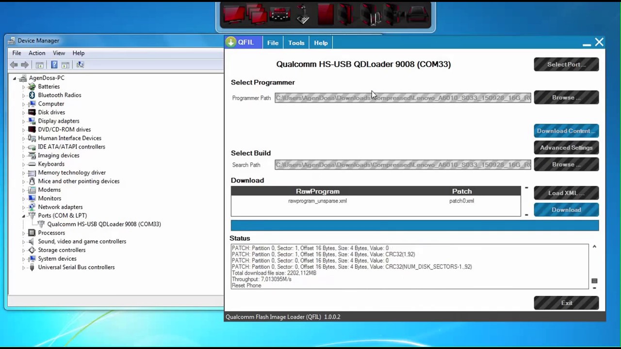 Flash Unbrick lenovo qualcomm hs-usb diagnostics 9008