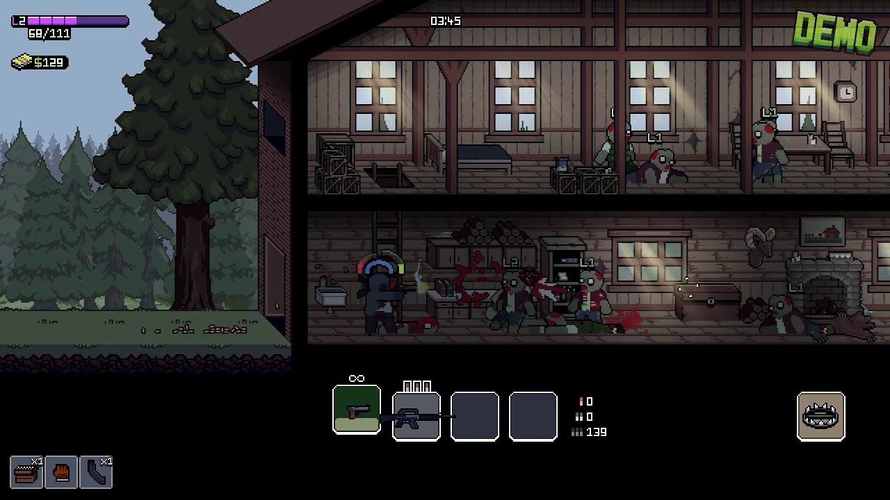 Zombiehood gameplay - Steam Demo - Sidescroller roguelike zombie shooter - Great art