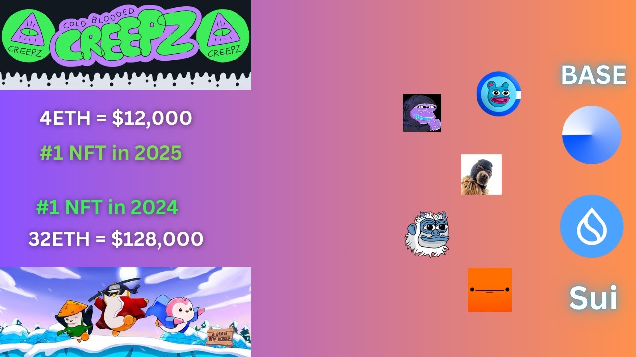 Top Meme Coins & NFTs for 2024/2025 🚀 | Sui & Base Chain Picks! | Pudgy Penguins & Creepz NFT