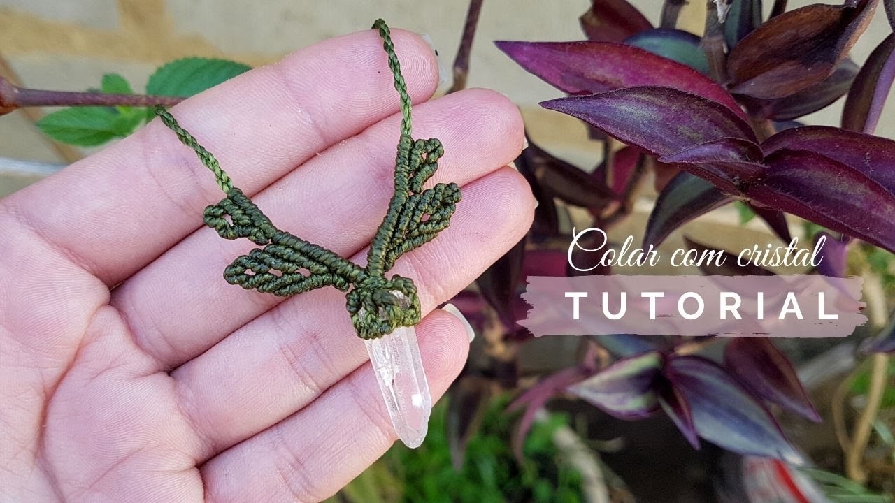 Dede Tutoriais | Colar com cristal e folhas #392