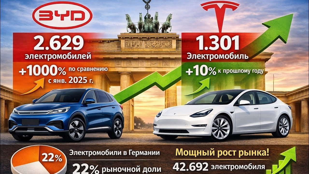 Китайская BYD,+1000% Германия январь, новый салон в Мюнхене. Ваше мнение ? 