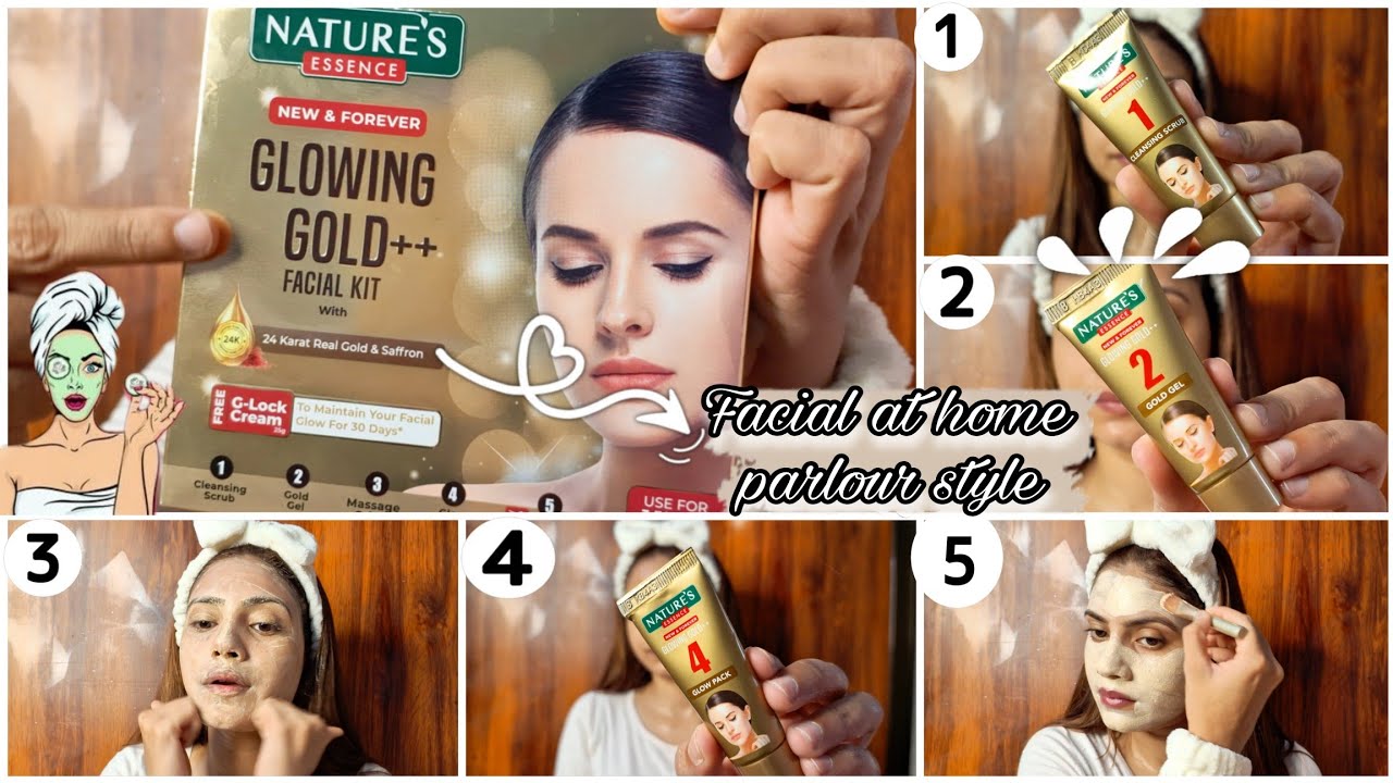 GOLD FACIAL KIT|HOW TO DO FACIAL AT HOME (PARLOUR STYLE)/Nature's Essence Glowing Gold Facial