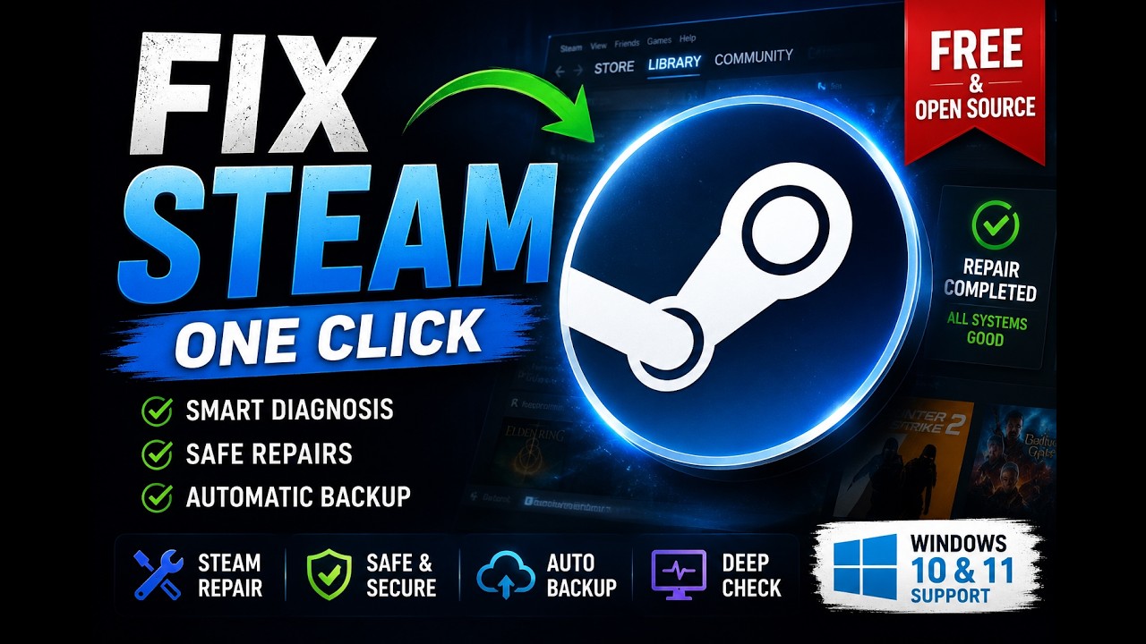 Steam Client Repair Tool | Fix Steam Problems in One Click (Windows 10 & 11)