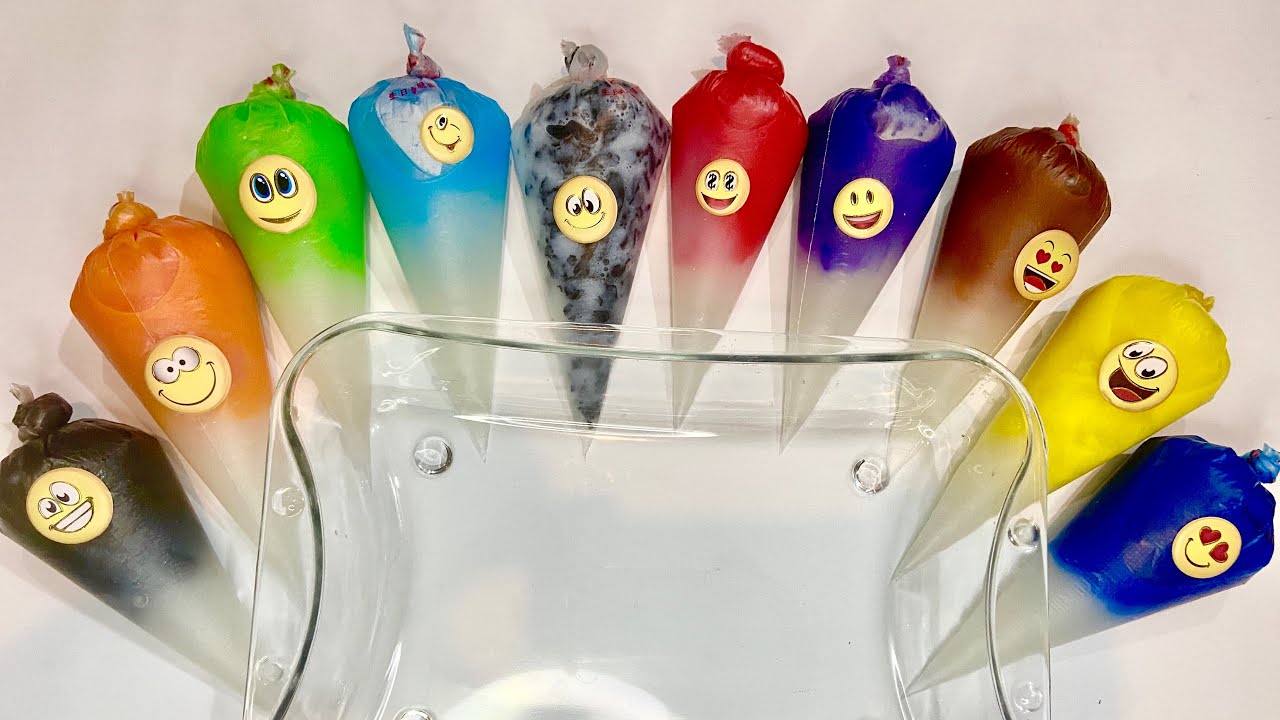 Making Slime with Piping Bags! Satisfying #Cone slime #mixing