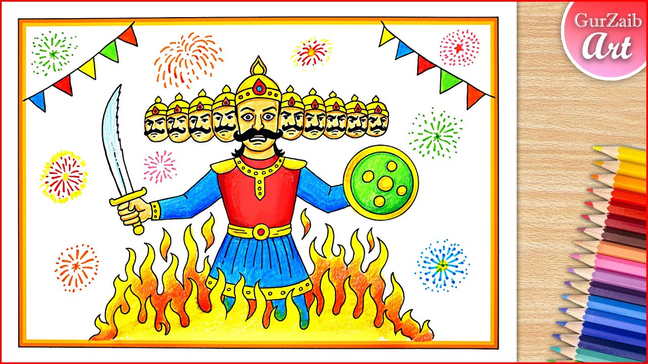 Dussehra Easy Drawing / Easy ravna drawing drawing / step by step