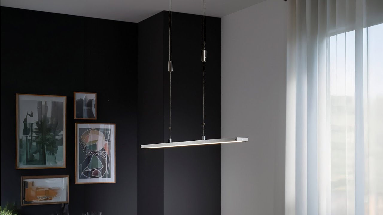LED Pendelleuchte, CCT, Höhe verstellbar, Tastdimmer, 90 cm x 6 cm
