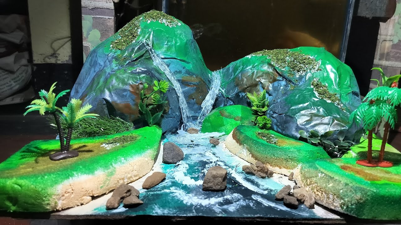Hill and water fall craft  #craftideas @CreativityShakti 