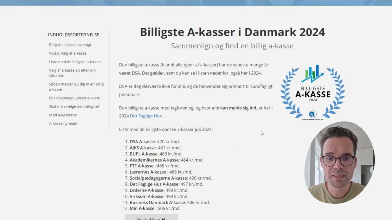 Find den billigste og bedste a-kasse til dine behov - Dansk videoguide