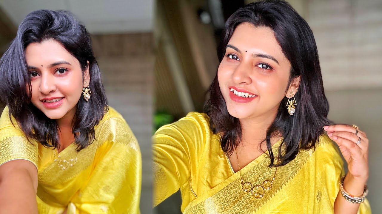 Saraswati Puja Makeup Look✨Easy & Simple Yellow Saree Look 🌼Beginners Special 