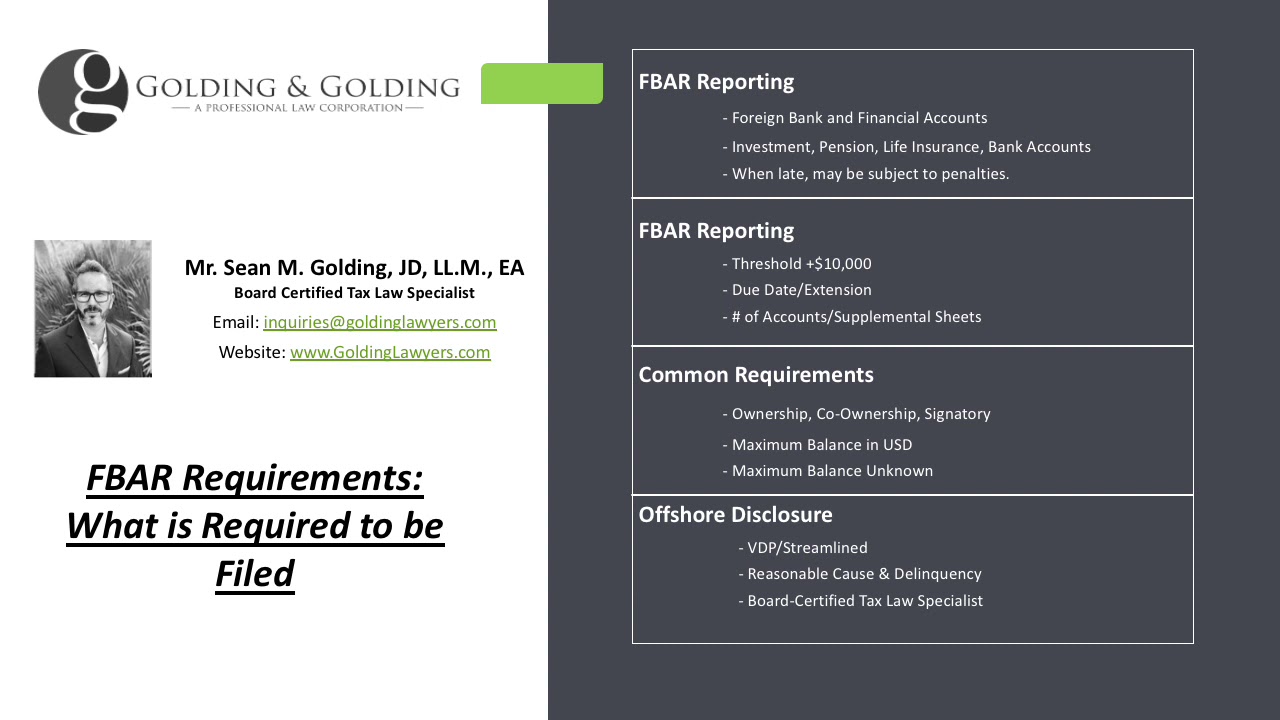 FBAR Requirements - What does IRS Require