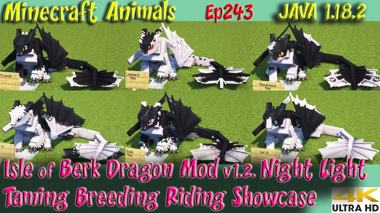 Isle of Berk Mod v1.2 Night Light Dragons Taming Breeding Riding HTTYD Minecraft Animals Ep243