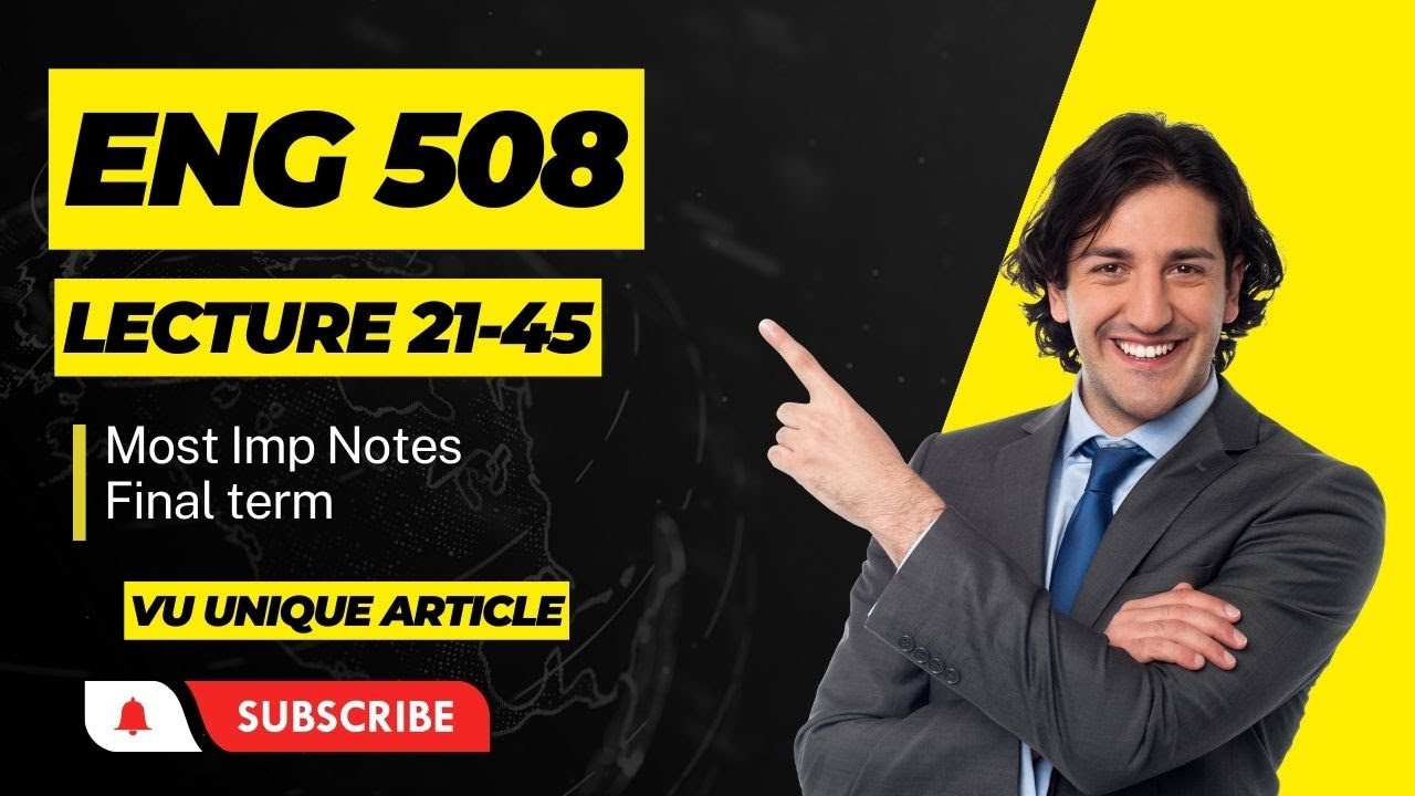 ENG508 Short Highlighted Points/Final Term Preparation/Lecture#21-45/ Short Notes for Finals