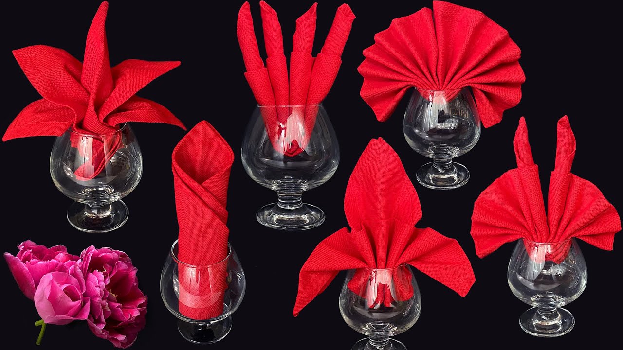 6 Easy Napkin Folds in a Glass