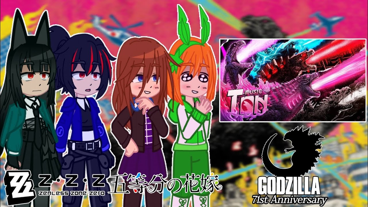 🌸•Las Quintillizas + Z.Z.Z Reaccionan: No Topo Mundo | Especial Godzillas•☢️💜|Gacha Club|💜
