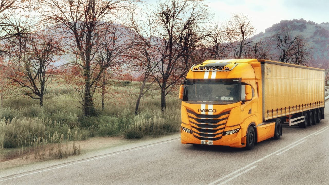 Iveco S-Way Relaxing Autumn Drive  Realistic Graphics Mod | Logitech G29 #ets2