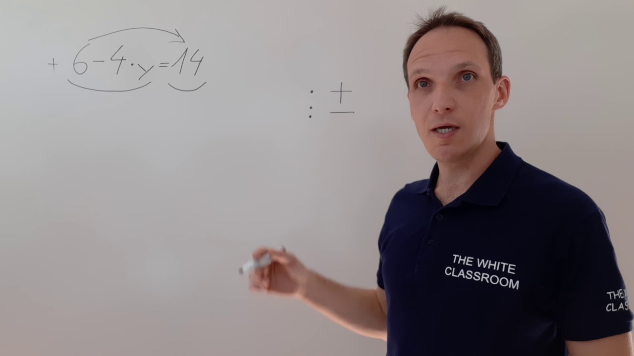 Lösen von einfachen Gleichungen: 6-4y=14 (Variante 2) - Äquivalenzumformung / Gegenoperation