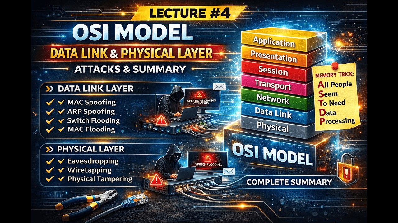 Lecture 4: OSI Model – Data Link & Physical Layer | Attacks + Complete Summary