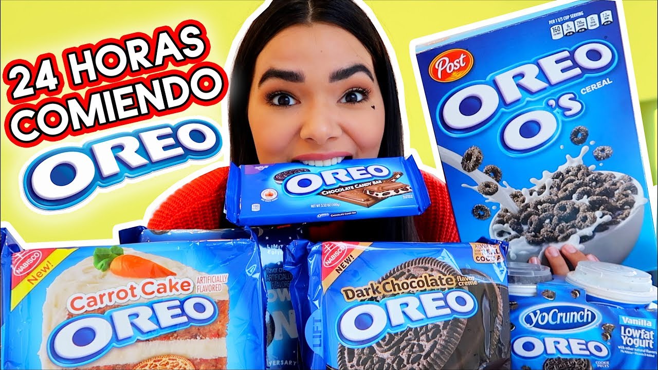24 HORAS COMIENDO OREOS / PROBANDO OREOS RARAS - RETO de COMIDA 😱| Gabriela Isabel