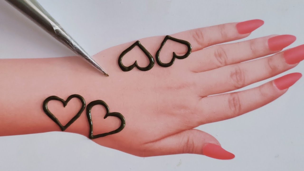 heart  shape beautiful mehndi design | back hand very easy mehndi design tricks