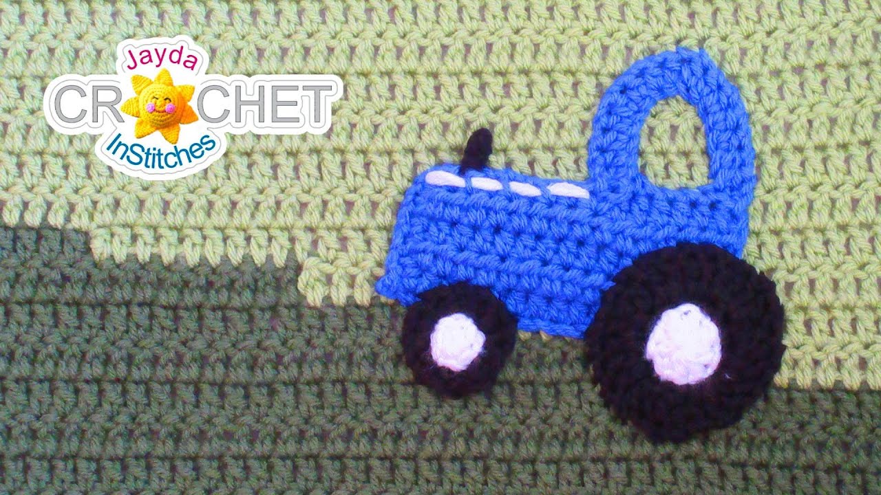 Crochet Tractor Applique - Folk Art Calendar Blanket 2019 - August