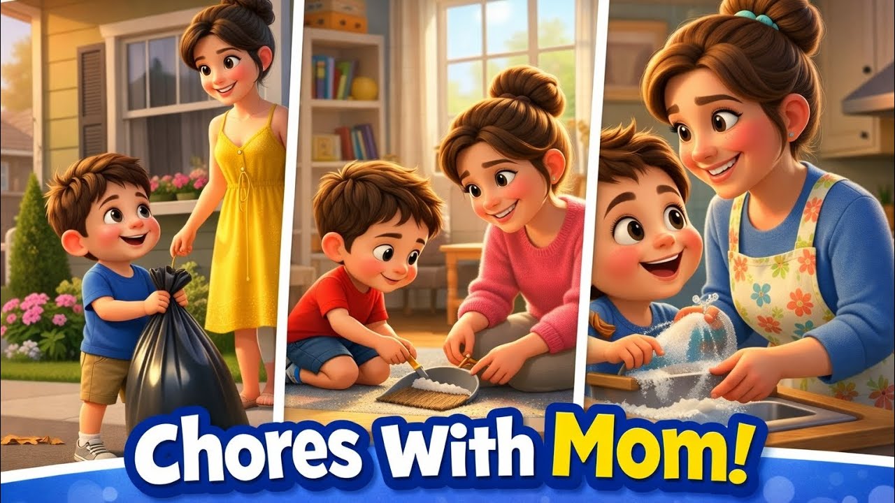 Kids Learning Chores |  hores at home | English for kids